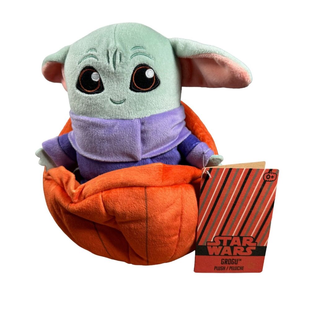 Disney Star Wars Plush 8" Mandalorian Grogu Baby Yoda Halloween Pumpkin NWT